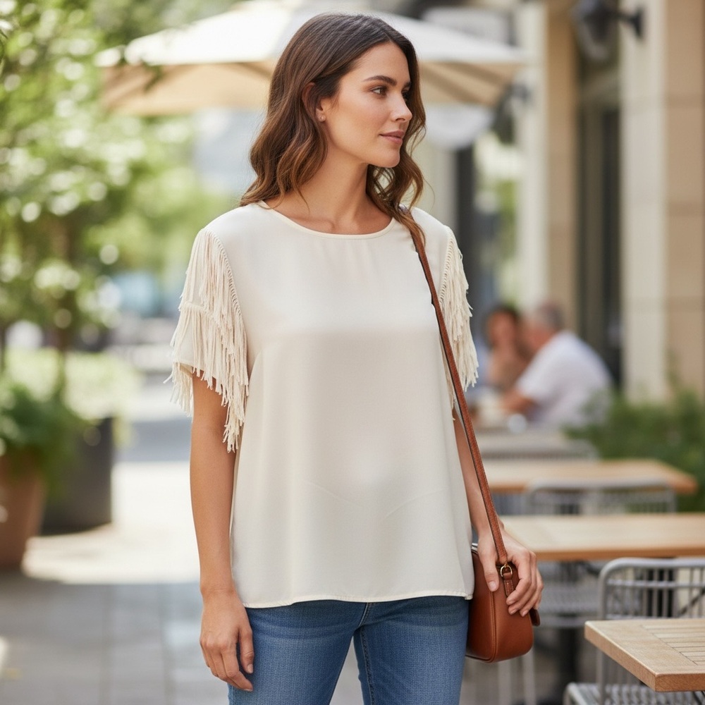 fab'rik Fringe Sleeve Top